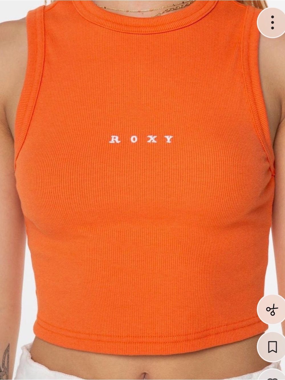 Roxy Orange Ribbed Crop Tank Top Women’s Medium Y2K Surf Skater Beach Casual